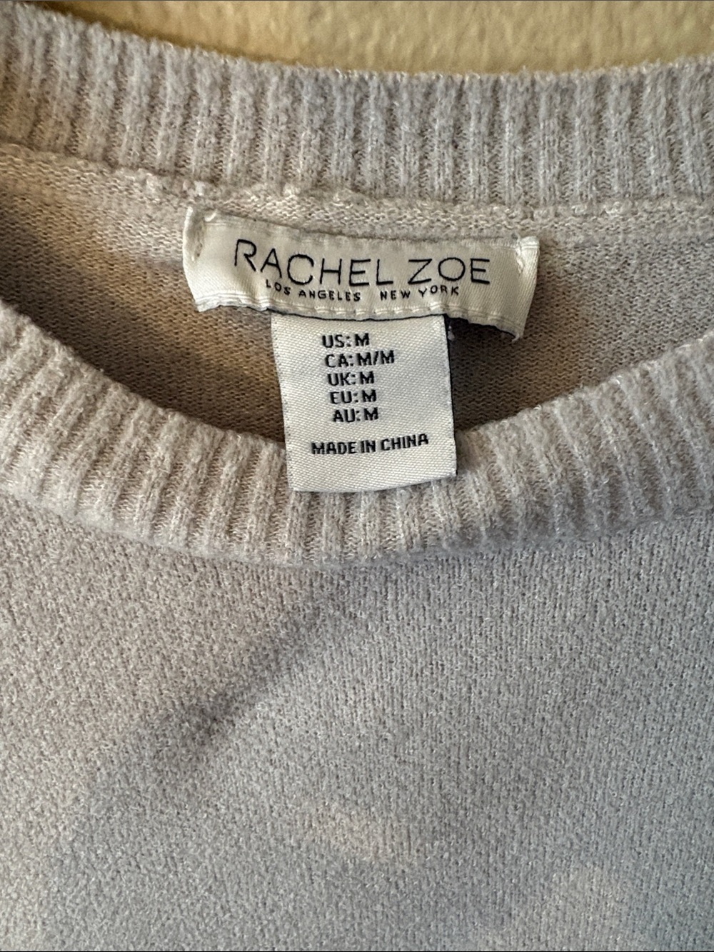 Rachel Zoe Light Gray Minimalist Crewneck Sweater Women’s Medium Soft Knit - Picture 3 of 11